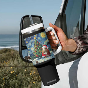 Santa Guinea Pig Starry Night Inspired Tumbler With Handle Funny Christmas Gift TS12 Print Your Wear