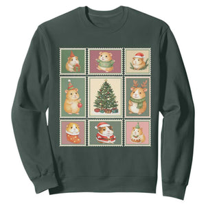 Tis The Season To Be Wheeky Sweatshirt Christmas Guinea Pig Gift TS12 Dark Forest Green Print Your Wear