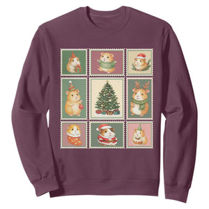 Tis The Season To Be Wheeky Sweatshirt Christmas Guinea Pig Gift TS12 Maroon Print Your Wear