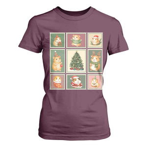 Tis The Season To Be Wheeky T Shirt For Women Christmas Guinea Pig Gift TS12 Maroon Print Your Wear