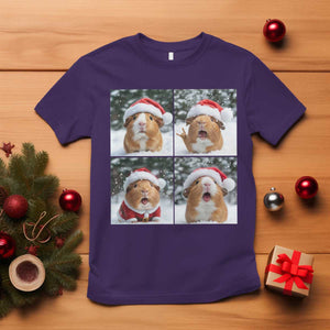 Funny Guinea Pig With Santa Hat Photobooth T Shirt Christmas Gift TS12 Purple Print Your Wear