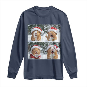 Funny Guinea Pig With Santa Hat Photobooth Long Sleeve Shirt Christmas Gift TS12 Navy Print Your Wear