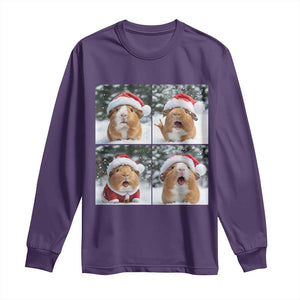 Funny Guinea Pig With Santa Hat Photobooth Long Sleeve Shirt Christmas Gift TS12 Purple Print Your Wear