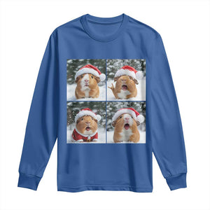 Funny Guinea Pig With Santa Hat Photobooth Long Sleeve Shirt Christmas Gift TS12 Royal Blue Print Your Wear