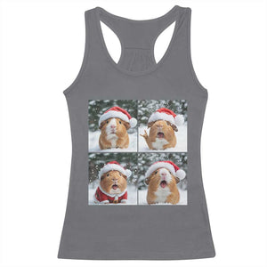 Funny Guinea Pig With Santa Hat Photobooth Racerback Tank Top Christmas Gift TS12 Charcoal Print Your Wear