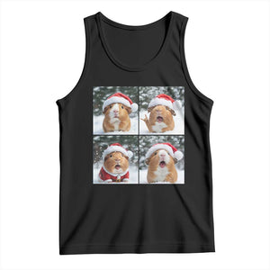 Funny Guinea Pig With Santa Hat Photobooth Tank Top Christmas Gift TS12 Black Print Your Wear