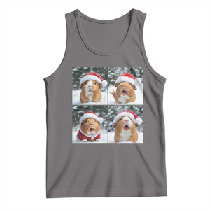 Funny Guinea Pig With Santa Hat Photobooth Tank Top Christmas Gift TS12 Deep Heather Print Your Wear