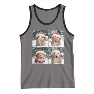 Funny Guinea Pig With Santa Hat Photobooth Tank Top Christmas Gift TS12 Deep Heather Black Print Your Wear