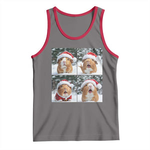 Funny Guinea Pig With Santa Hat Photobooth Tank Top Christmas Gift TS12 Deep Heather Red Print Your Wear