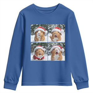 Funny Guinea Pig With Santa Hat Photobooth Youth Sweatshirt Christmas Gift TS12 Royal Blue Print Your Wear