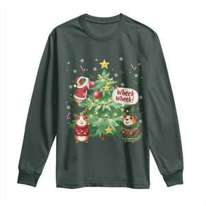 Wheek Wheek Guinea Pig Christmas Outfit Long Sleeve Shirt Cavy Lover Gift TS12 Dark Forest Green Print Your Wear
