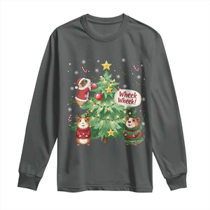 Wheek Wheek Guinea Pig Christmas Outfit Long Sleeve Shirt Cavy Lover Gift TS12 Dark Heather Print Your Wear