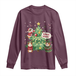 Wheek Wheek Guinea Pig Christmas Outfit Long Sleeve Shirt Cavy Lover Gift TS12 Maroon Print Your Wear