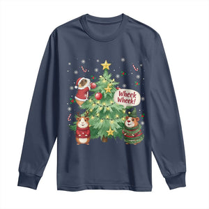 Wheek Wheek Guinea Pig Christmas Outfit Long Sleeve Shirt Cavy Lover Gift TS12 Navy Print Your Wear