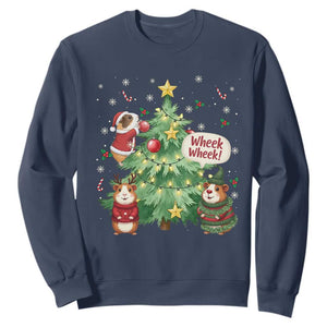 Wheek Wheek Guinea Pig Christmas Outfit Sweatshirt Cavy Lover Gift TS12 Navy Print Your Wear
