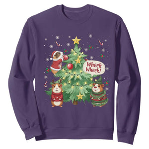 Wheek Wheek Guinea Pig Christmas Outfit Sweatshirt Cavy Lover Gift TS12 Purple Print Your Wear