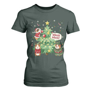 Wheek Wheek Guinea Pig Christmas Outfit T Shirt For Women Cavy Lover Gift TS12 Dark Forest Green Print Your Wear