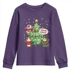 Wheek Wheek Guinea Pig Christmas Outfit Youth Sweatshirt Cavy Lover Gift TS12 Purple Print Your Wear
