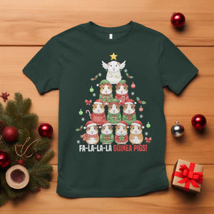 Fa La La La Guinea Pigs T Shirt Funny Christmas Cavy Lover Gift TS12 Dark Forest Green Print Your Wear