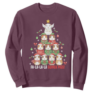 Fa La La La Guinea Pigs Sweatshirt Funny Christmas Cavy Lover Gift TS12 Maroon Print Your Wear
