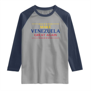 Venezuela Libre Raglan Shirt Make Venezuela Great Again TS12 Sport Gray Navy Print Your Wear