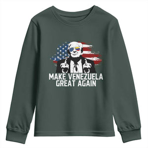 MVGA Make Venezuela Great Again Youth Sweatshirt Funny Political Gift TS12 Dark Forest Green Print Your Wear