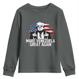 MVGA Make Venezuela Great Again Youth Sweatshirt Funny Political Gift TS12 Dark Heather Print Your Wear