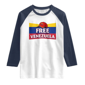 Free Venezuela Flag Patriotic Raglan Shirt Venezuela Pride TS12 White Navy Print Your Wear