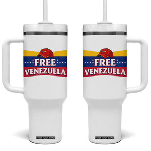 Free Venezuela Flag Patriotic Tumbler With Handle Venezuela Pride TS12 One Size: 40 oz White Print Your Wear