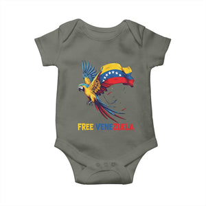 American Venezuela Support Freedom Baby Onesie Venezuelan Free TS12 Military Green Print Your Wear