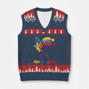 American Venezuela Support Freedom V-Neck Knit Sweater Vest Venezuelan Free TS12 Navy Red Print Your Wear