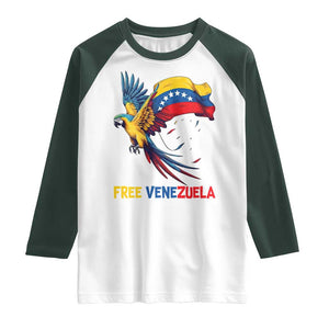 American Venezuela Support Freedom Raglan Shirt Venezuelan Free TS12 White Dark Forest Green Print Your Wear