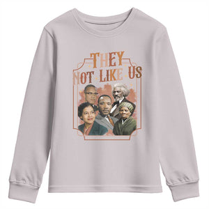 They Not Like Us Youth Sweatshirt African American History Leaders TS12 Ice Gray Print Your Wear