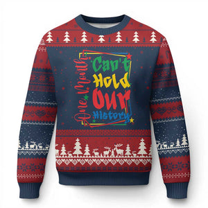One Month Cannot Hold Our History Ugly Christmas Sweater Black History Gift TS12 Navy Red Print Your Wear