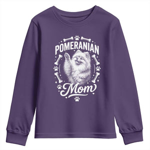 Vintage Pom Dog Mom Youth Sweatshirt Pomeranian Lover Gift TS12 Purple Print Your Wear