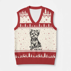 Yorkshire Terrier Mom V-Neck Knit Sweater Vest Cute Yorkie Mama Puppy Gift TS12 Beige Red Print Your Wear