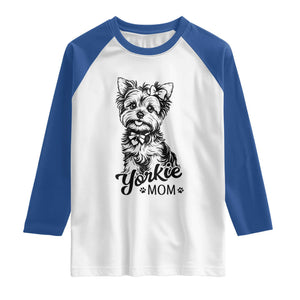 Yorkshire Terrier Mom Raglan Shirt Cute Yorkie Mama Puppy Gift TS12 White Royal Print Your Wear