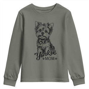 Yorkshire Terrier Mom Youth Sweatshirt Cute Yorkie Mama Puppy Gift TS12 Military Green Print Your Wear