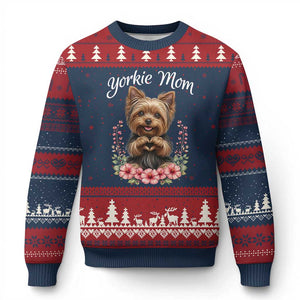 Cute Yorkie Mama Ugly Christmas Sweater Yorkshire Terrier Dog Lover TS12 Navy Red Print Your Wear