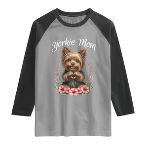 Cute Yorkie Mama Raglan Shirt Yorkshire Terrier Dog Lover TS12 Sport Gray Black Print Your Wear