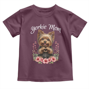 Cute Yorkie Mama Toddler T Shirt Yorkshire Terrier Dog Lover TS12 Maroon Print Your Wear