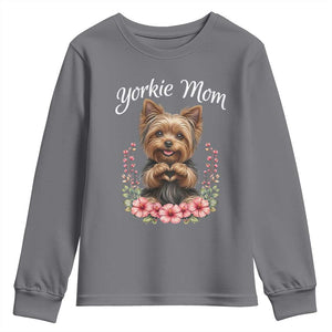 Cute Yorkie Mama Youth Sweatshirt Yorkshire Terrier Dog Lover TS12 Charcoal Print Your Wear