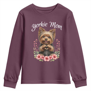 Cute Yorkie Mama Youth Sweatshirt Yorkshire Terrier Dog Lover TS12 Maroon Print Your Wear