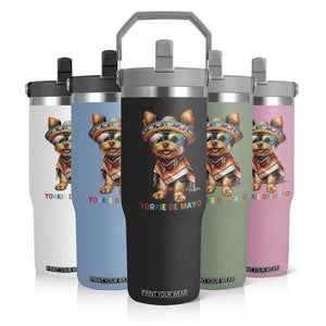 Yorkie De Mayo Flip Straw Tumbler Cinco De Mayo Dog Lover TS12 Print Your Wear
