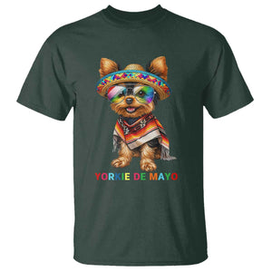 Yorkie De Mayo T Shirt Cinco De Mayo Dog Lover TS12 Dark Forest Green Print Your Wear