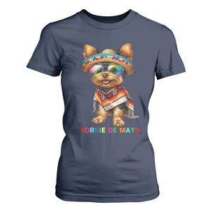 Yorkie De Mayo T Shirt For Women Cinco De Mayo Dog Lover TS12 Navy Print Your Wear