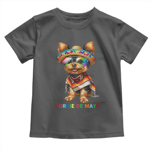 Yorkie De Mayo Toddler T Shirt Cinco De Mayo Dog Lover TS12 Dark Heather Print Your Wear