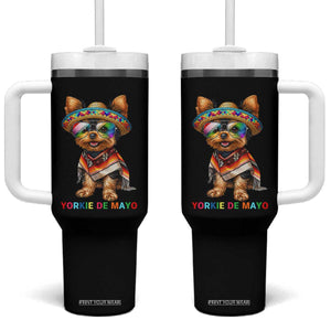 Yorkie De Mayo Tumbler With Handle Cinco De Mayo Dog Lover TS12 One Size: 40 oz Black Print Your Wear