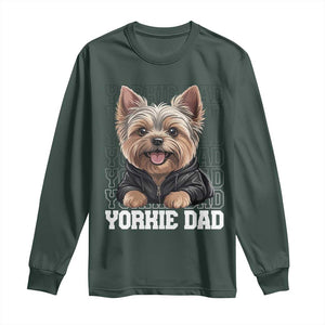 Proud Yorkshire Terrier Dad Long Sleeve Shirt Fathers Day Dog Lover Gift TS12 Dark Forest Green Print Your Wear