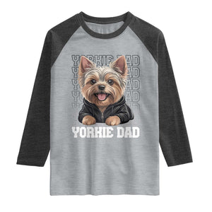 Proud Yorkshire Terrier Dad Raglan Shirt Fathers Day Dog Lover Gift TS12 Heather Gray Heather Charcoal Print Your Wear
